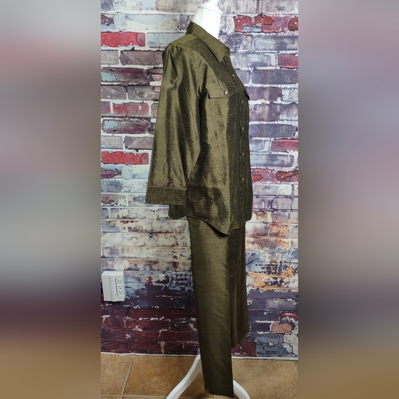 Ralph Lauren Silk Shantung Shirt/Pants Set - Picture 2 of 13